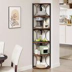 Scaffale angolare alto 170 cm, libreria angolare rustica a 6 ripiani, portaoggetti