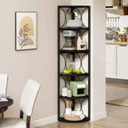Scaffale angolare alto 170 cm, libreria angolare rustica a 6 ripiani, portaoggetti