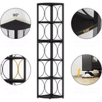 Scaffale angolare alto 170 cm, libreria angolare rustica a 6 ripiani, portaoggetti