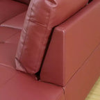 Elegante Divano Sezionale in Ecopelle Rossa - Design a L, Cuscini Morbidi, Pouf Contenitore, Mobili Moderni per Soggiorno