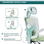 Sedia da ufficio con poggiapiedi a scomparsa, cuscino di supporto lombare e braccioli imbottiti, design ergonomico girevole