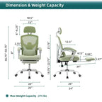 Sedia da ufficio con poggiapiedi a scomparsa, cuscino di supporto lombare e braccioli imbottiti, design ergonomico girevole