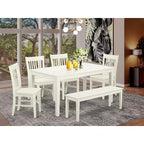 HomeStock Modern 6 Piece Dining Table Set Linen White