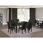 HomeStock 7 Piece Dining Table Set Modern Black Finish
