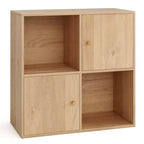 Costway Libreria a 4 Cubi con Doppio Kit Antiribaltamento e 2 Armadietti Contenitori Organizzatore Bianco/Naturale