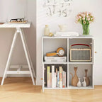 Costway Libreria a 4 Cubi con Doppio Kit Antiribaltamento e 2 Armadietti Contenitori Organizzatore Bianco/Naturale