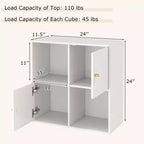Costway Libreria a 4 Cubi con Doppio Kit Antiribaltamento e 2 Armadietti Contenitori Organizzatore Bianco/Naturale