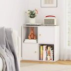 Costway Libreria a 4 Cubi con Doppio Kit Antiribaltamento e 2 Armadietti Contenitori Organizzatore Bianco/Naturale