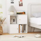 Costway Libreria a 4 Cubi con Doppio Kit Antiribaltamento e 2 Armadietti Contenitori Organizzatore Bianco/Naturale