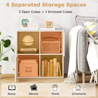 Costway Libreria a 4 Cubi con Doppio Kit Antiribaltamento e 2 Armadietti Contenitori Organizzatore Bianco/Naturale