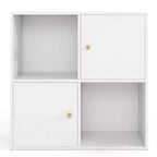 Costway Libreria a 4 Cubi con Doppio Kit Antiribaltamento e 2 Armadietti Contenitori Organizzatore Bianco/Naturale