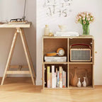 Costway Libreria a 4 Cubi con Doppio Kit Antiribaltamento e 2 Armadietti Contenitori Organizzatore Bianco/Naturale