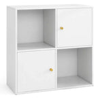Costway Libreria a 4 Cubi con Doppio Kit Antiribaltamento e 2 Armadietti Contenitori Organizzatore Bianco/Naturale