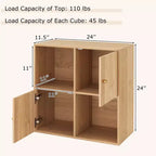 Costway Libreria a 4 Cubi con Doppio Kit Antiribaltamento e 2 Armadietti Contenitori Organizzatore Bianco/Naturale