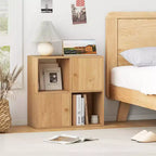 Costway Libreria a 4 Cubi con Doppio Kit Antiribaltamento e 2 Armadietti Contenitori Organizzatore Bianco/Naturale