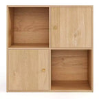 Costway Libreria a 4 Cubi con Doppio Kit Antiribaltamento e 2 Armadietti Contenitori Organizzatore Bianco/Naturale