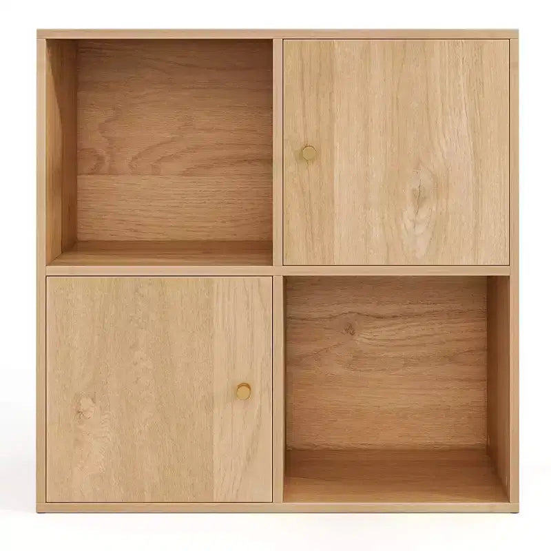 Costway Libreria a 4 Cubi con Doppio Kit Antiribaltamento e 2 Armadietti Contenitori Organizzatore Bianco/Naturale