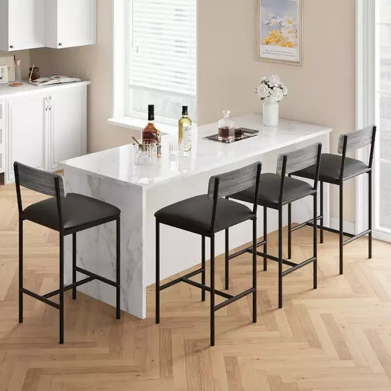 Set di 2 sgabelli da bar, sgabelli da cucina con poggiapiedi, sgabello da bar imbottito in PU ad altezza bancone, sedie da bar per isola cucina, bancone