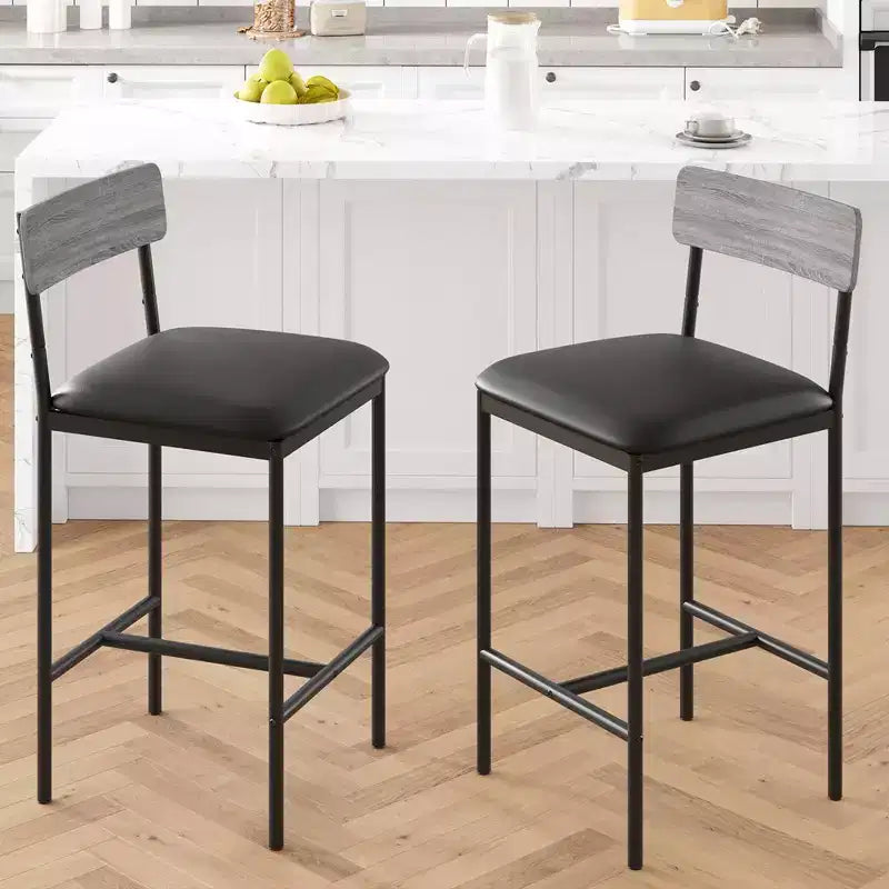 Set di 2 sgabelli da bar, sgabelli da cucina con poggiapiedi, sgabello da bar imbottito in PU ad altezza bancone, sedie da bar per isola cucina, bancone