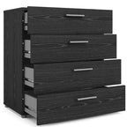 Cassettiera a 4 cassetti, effetto venature del legno nero