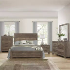 GDFStudio Geoffrey Rustic Brown Full-Size Wooden Panel Bed