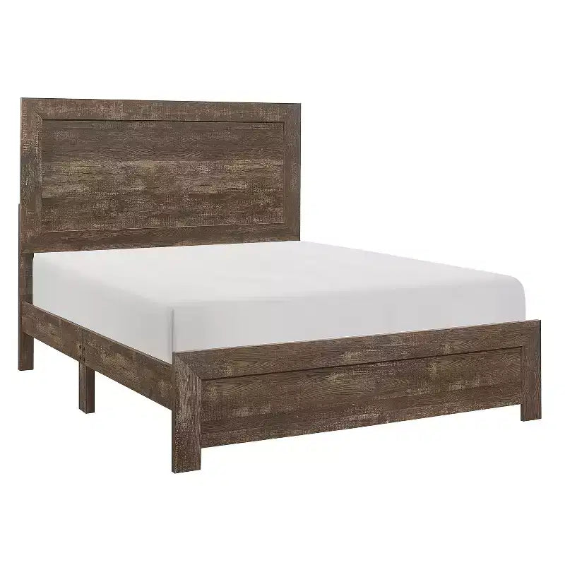 Letto matrimoniale con pannelli in legno marrone rustico