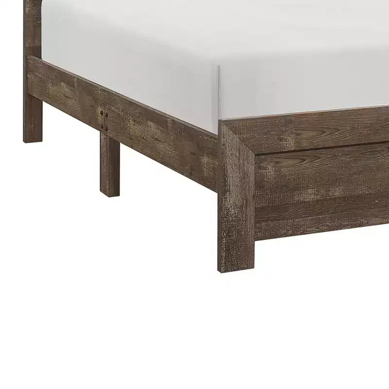 Letto matrimoniale con pannelli in legno marrone rustico