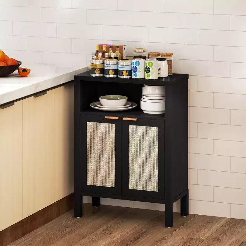 Credenza Buffet con Mobile Contenitore, Mobile Accento Moderno con Scaffale Regolabile Mobile Bar