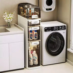 Mobiletto Salvaspazio per Bagno Sottile a 4 Ripiani, Mobiletto Bagno Stretto con Cassetti e Portatovaglioli, Contenitore Sottile Impermeabile in Plastica per Spazi Stretti in Cucina