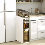 Mobiletto Salvaspazio per Bagno Sottile a 4 Ripiani, Mobiletto Bagno Stretto con Cassetti e Portatovaglioli, Contenitore Sottile Impermeabile in Plastica per Spazi Stretti in Cucina