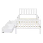 Letto a piattaforma in legno con sponde di protezione per bambini, struttura letto a piattaforma in legno con 2 cassetti portaoggetti