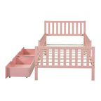 Letto a piattaforma in legno con sponde di protezione per bambini, struttura letto a piattaforma in legno con 2 cassetti portaoggetti