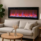 CuisinSmart 72in Electric Fireplace Wall Insert, 12 Flame Color Recessed Wall Mount Fireplace with Dual Heat 750w/1500w, Voice Control Smart Fireplace