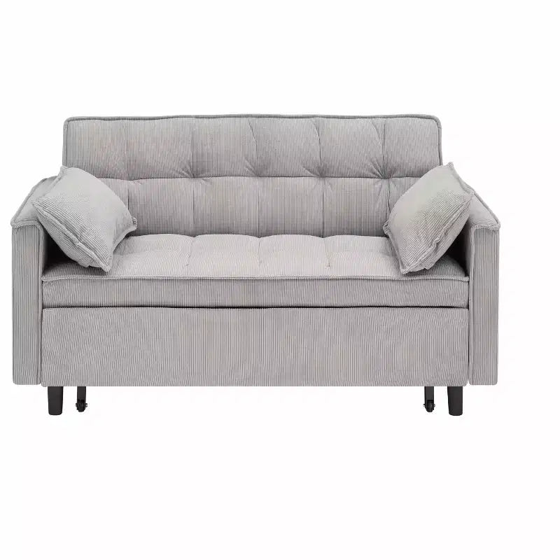 Divanetto Moderno in Velluto Trasformabile in Letto con Cuscini Decorativi e Tasche per Soggiorno Camera da Letto Grigio