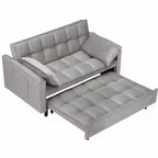Divanetto Moderno in Velluto Trasformabile in Letto con Cuscini Decorativi e Tasche per Soggiorno Camera da Letto Grigio