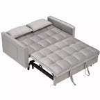 Divanetto Moderno in Velluto Trasformabile in Letto con Cuscini Decorativi e Tasche per Soggiorno Camera da Letto Grigio