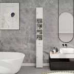 Mobile contenitore alto e stretto per bagno con cassetto e ripiani regolabili