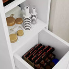 Mobile contenitore alto e stretto per bagno con cassetto e ripiani regolabili
