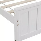 Letto a piattaforma singolo in legno massello, struttura letto singolo in legno con testiera per camera da letto