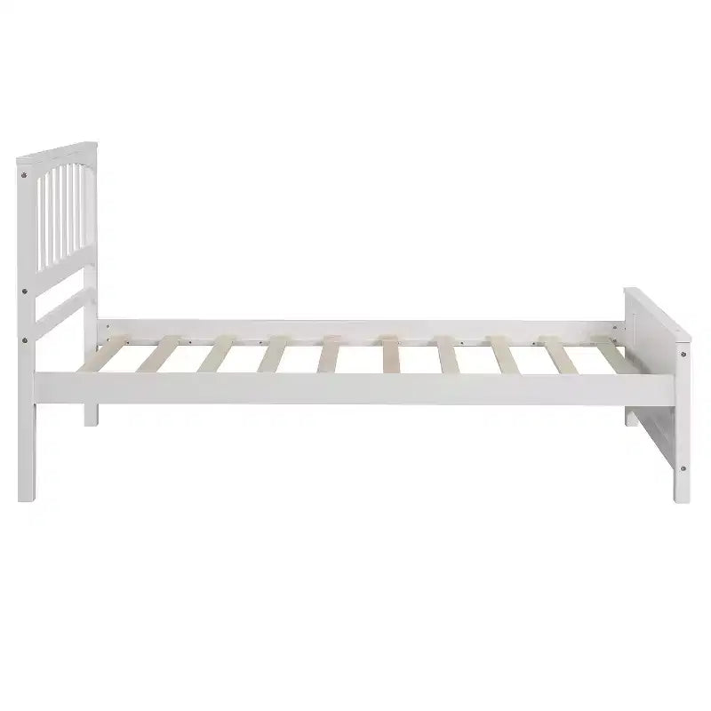 Letto a piattaforma singolo in legno massello, struttura letto singolo in legno con testiera per camera da letto