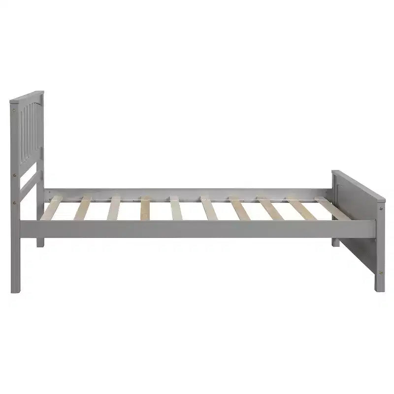 Letto a piattaforma singolo in legno massello, struttura letto singolo in legno con testiera per camera da letto