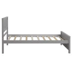 Letto a piattaforma singolo in legno massello, struttura letto singolo in legno con testiera per camera da letto