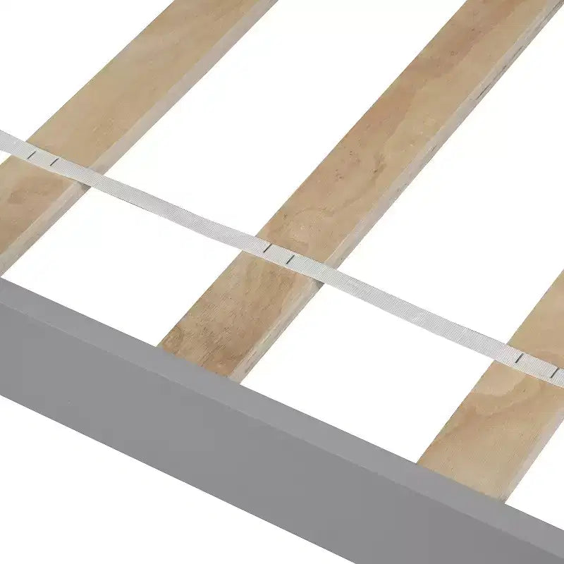 Letto a piattaforma singolo in legno massello, struttura letto singolo in legno con testiera per camera da letto
