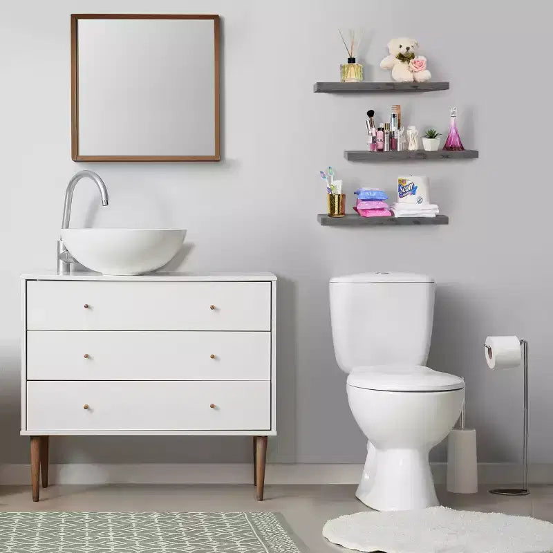 Set di 3 mensole galleggianti rettangolari Sorbus (24x9) con staffe invisibili - per camera da letto, cucina, bagno