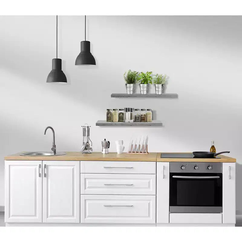 Set di 3 mensole galleggianti rettangolari Sorbus (24x9) con staffe invisibili - per camera da letto, cucina, bagno