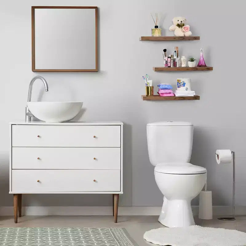 Set di 3 mensole galleggianti rettangolari Sorbus (24x9) con staffe invisibili - per camera da letto, cucina, bagno