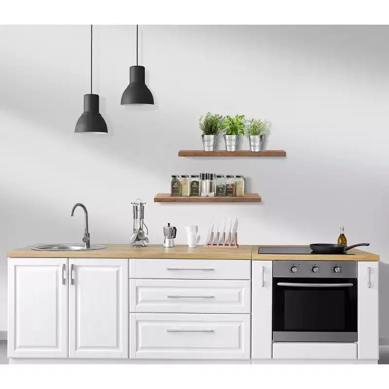 Set di 3 mensole galleggianti rettangolari Sorbus (24x9) con staffe invisibili - per camera da letto, cucina, bagno