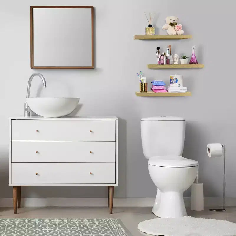 Set di 3 mensole galleggianti rettangolari Sorbus (24x9) con staffe invisibili - per camera da letto, cucina, bagno