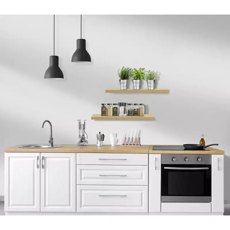 Set di 3 mensole galleggianti rettangolari Sorbus (24x9) con staffe invisibili - per camera da letto, cucina, bagno