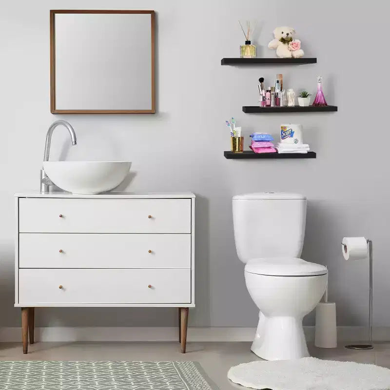 Set di 3 mensole galleggianti rettangolari Sorbus (24x9) con staffe invisibili - per camera da letto, cucina, bagno